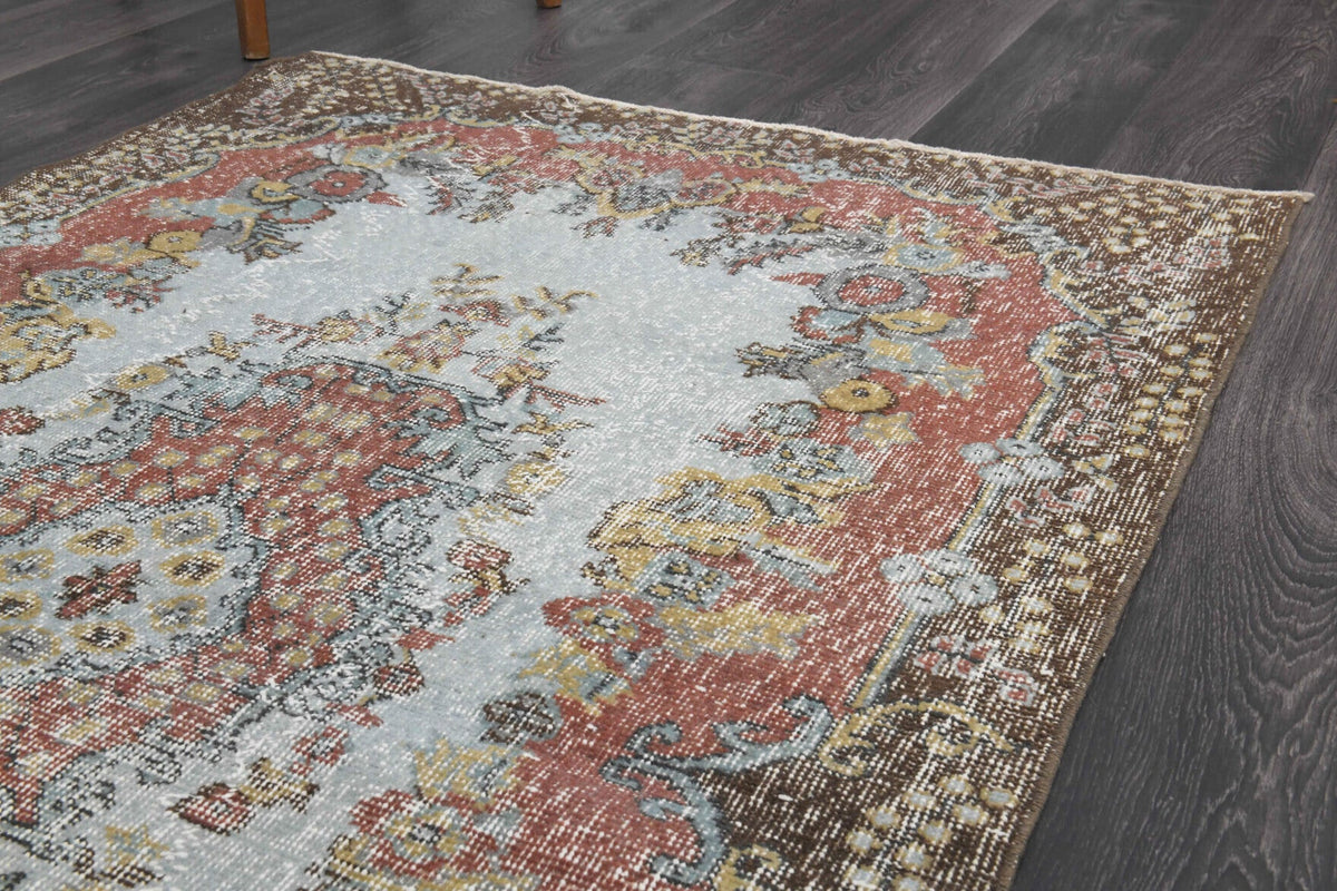 El yapımı vintage halı 91x183 cm oryantal desenli yün - desen detayı