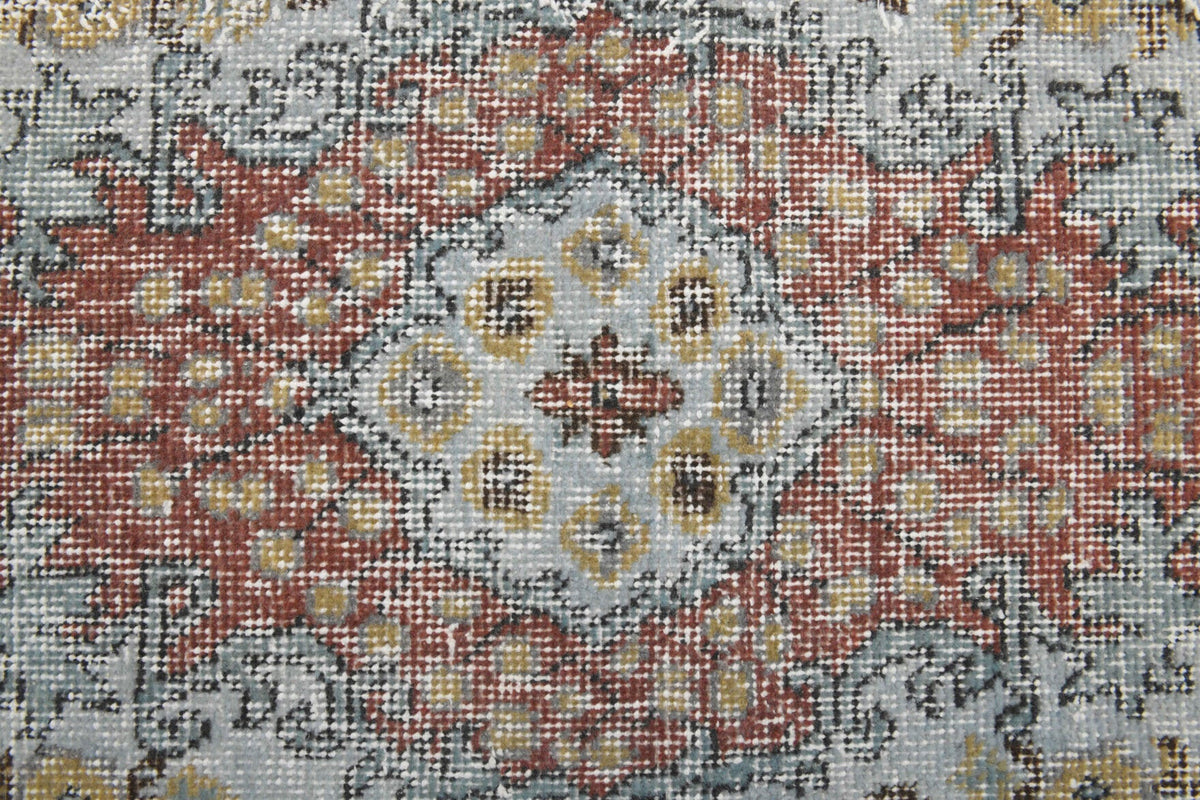El yapımı vintage halı 91x183 cm oryantal desenli yün - üstten görünüm
