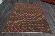1970'lerden Anadolu kökenli ikat desenli el dokuma vintage halı, 130x194 cm
