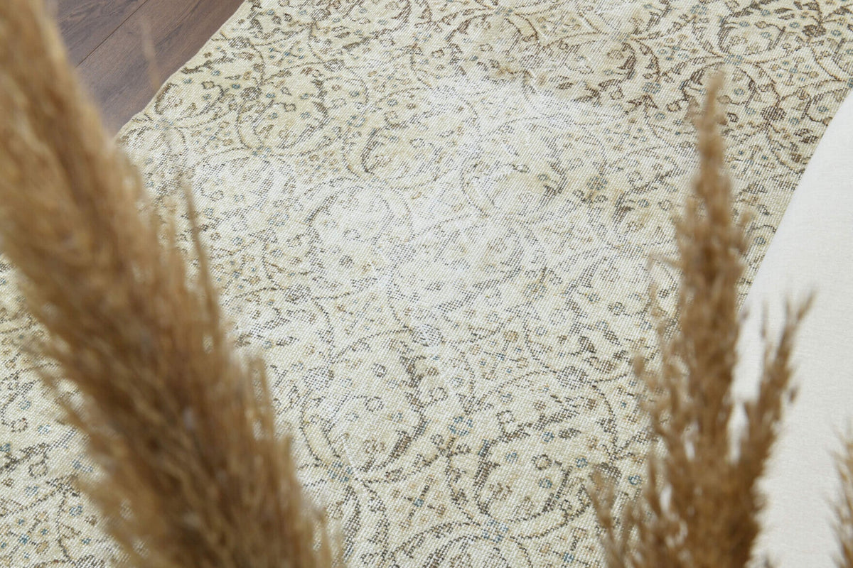 Handmade Vintage Floral Oushak Rug