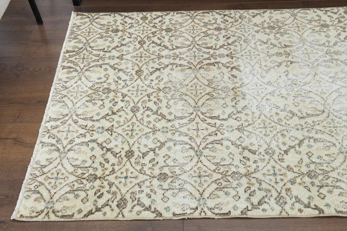 Handmade Vintage Floral Oushak Rug