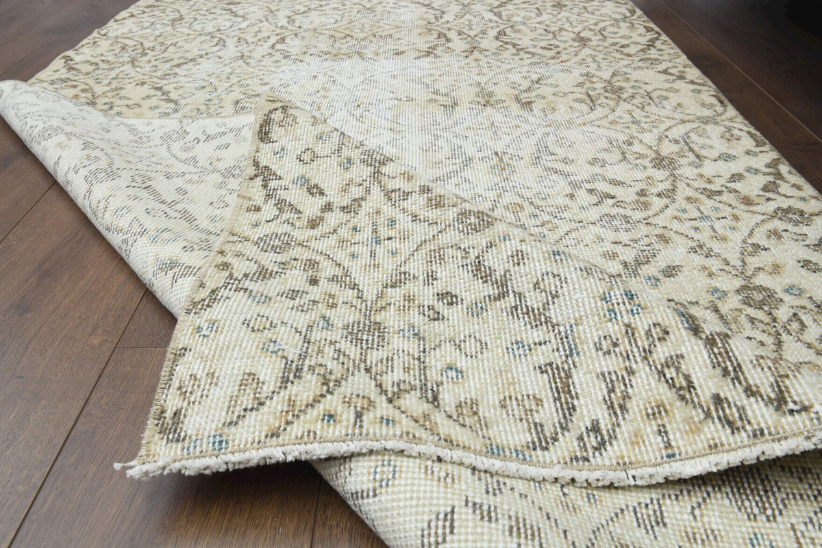 Handmade Vintage Floral Oushak Rug