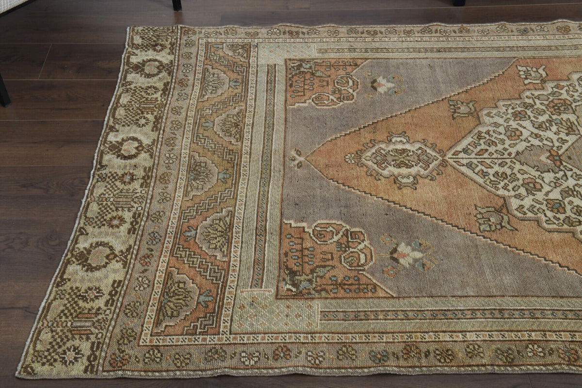 El yapımı vintage halı 127x290 cm oryantal desenli yün - üstten görünüm