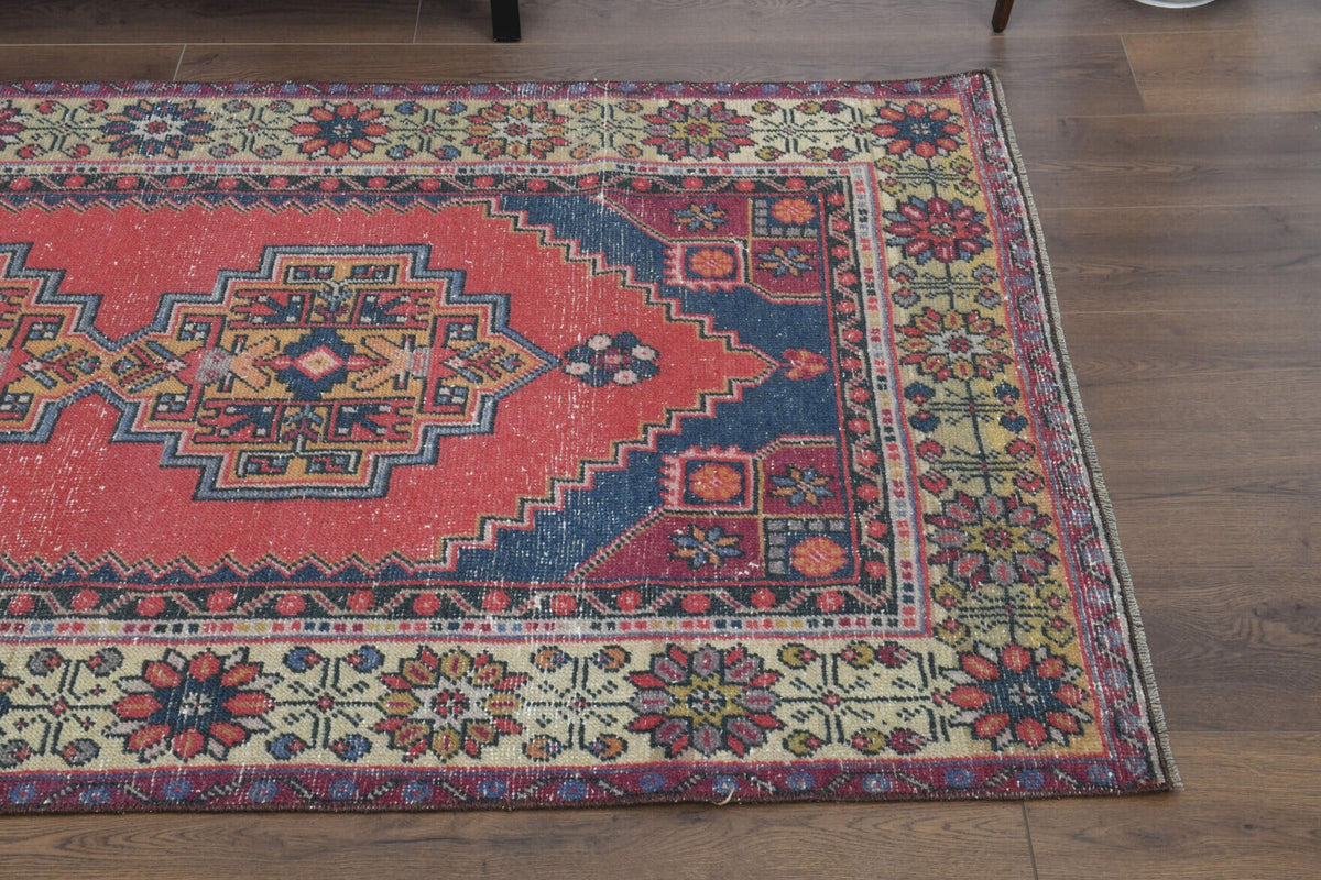 El yapımı vintage halı 109x201 cm oryantal desenli yün - desen detayı