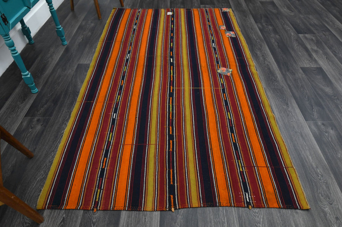 El yapımı vintage halı 150x249 cm oryantal desenli yün - detay görünümü