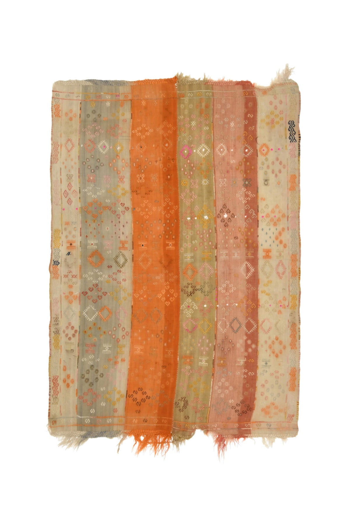 El yapımı vintage halı 124x173 cm oryantal desenli yün