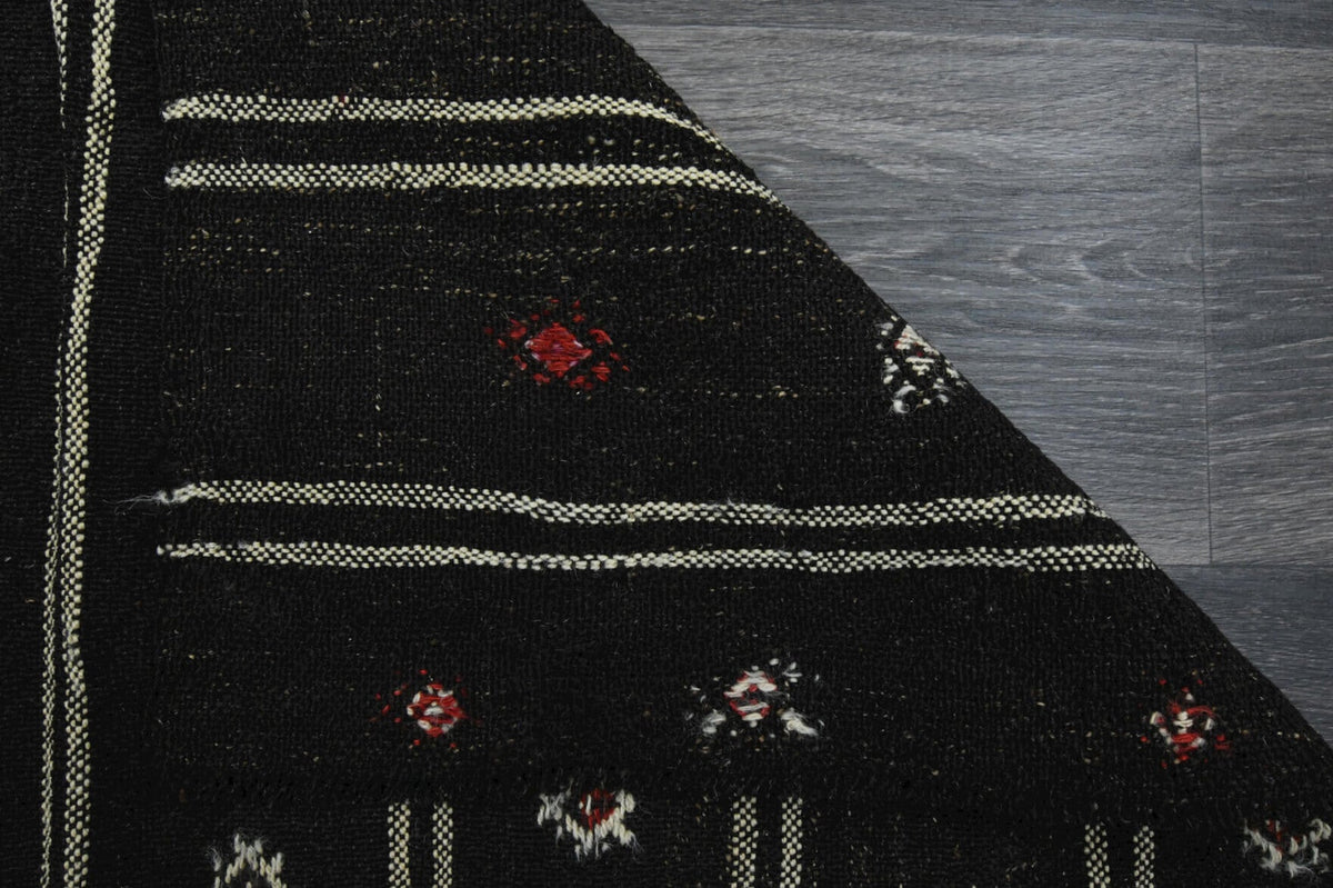 Black Kilim Vintage Runner Rug