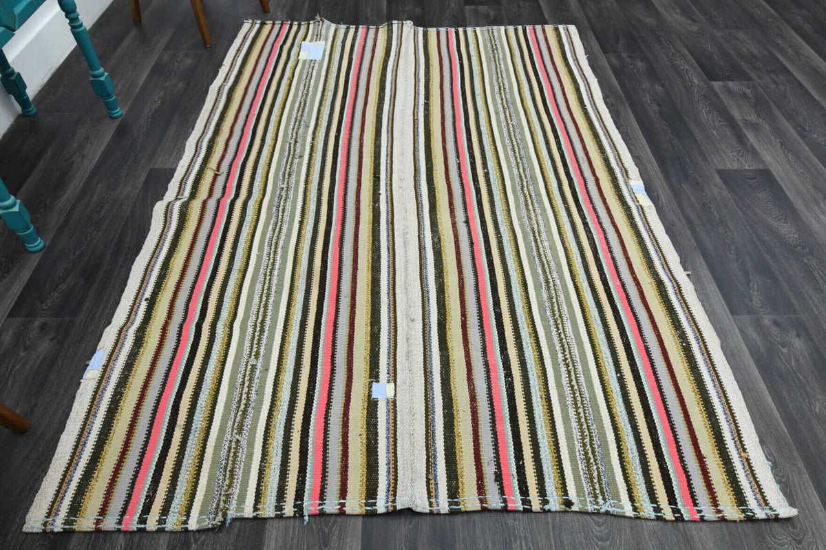 El yapımı vintage halı 163x231 cm oryantal desenli yün - detay görünümü