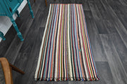 1960'lardan Anadolu kökenli oryantal desenli vintage kilim yolluk, 89x209 cm