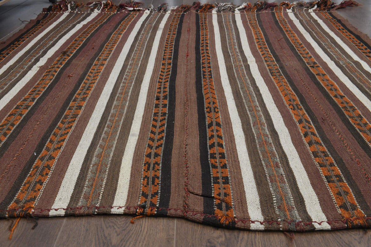 El yapımı vintage halı 155x178 cm oryantal desenli yün - yakın çekim doku detayı