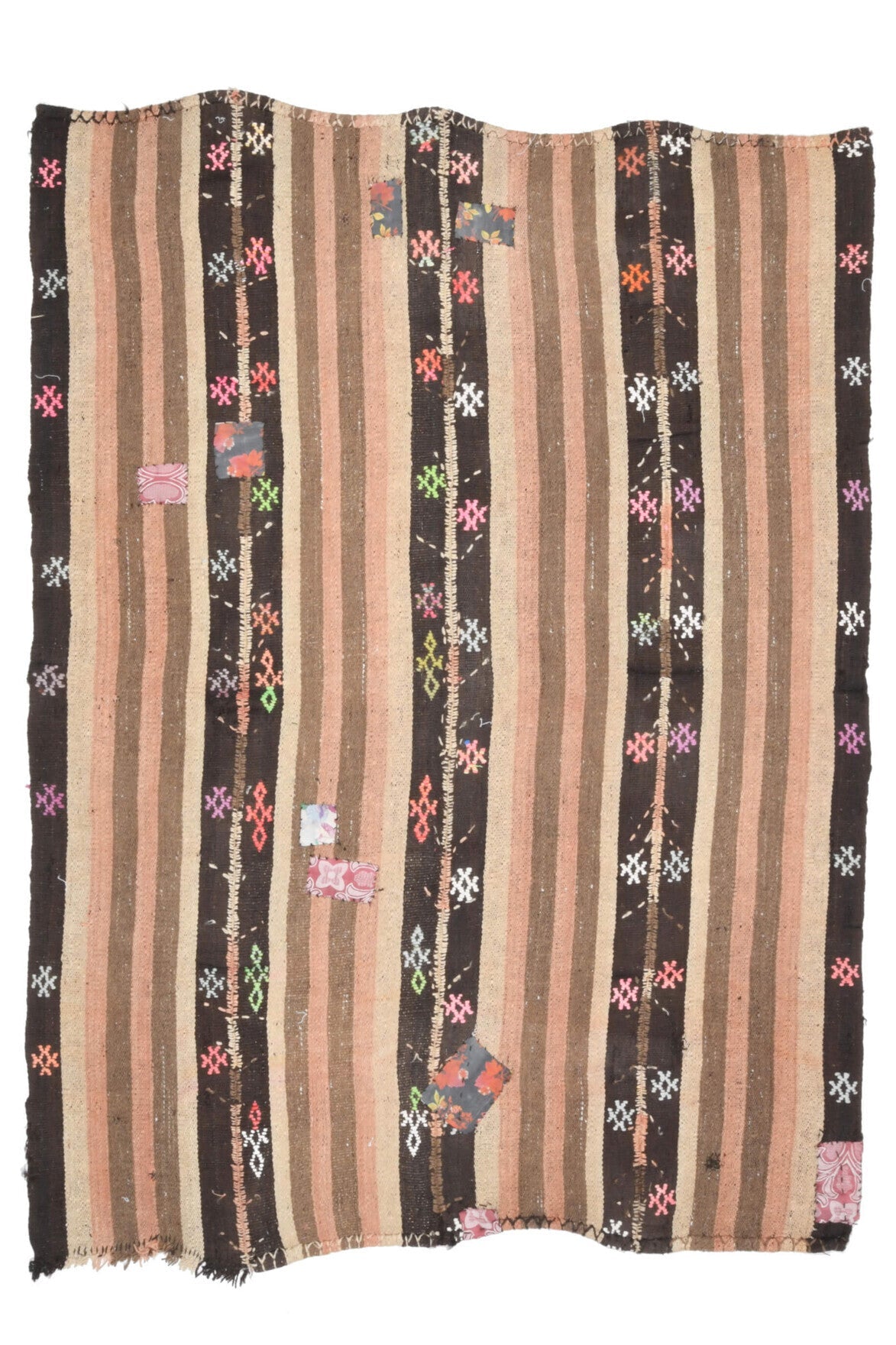 El yapımı vintage halı 147x203 cm oryantal desenli yün - detay görünümü