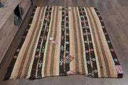 El yapımı vintage halı 147x203 cm oryantal desenli yün - detay görünümü