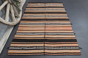 El yapımı vintage halı 140x211 cm oryantal desenli yün - detay görünümü