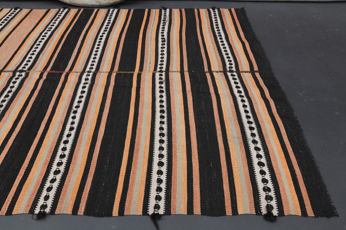 El yapımı vintage halı 140x211 cm oryantal desenli yün - üstten görünüm