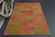 1960'lardan Anadolu kökenli oryantal desenli patchwork vintage halı, 118x187 cm