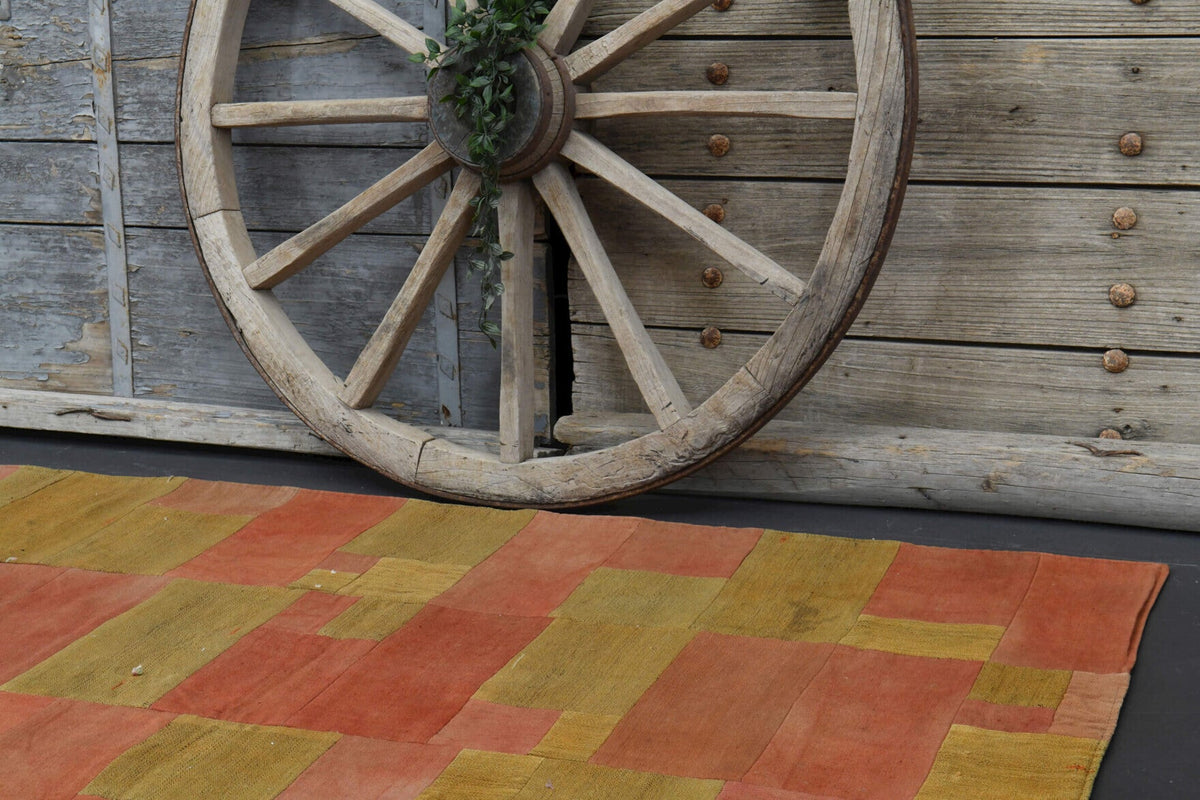 Mustard & Peach - Patchwork Handmade Vintage Area Rug