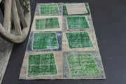 El yapımı vintage halı 79x150 cm oryantal desenli yün - detay görünümü