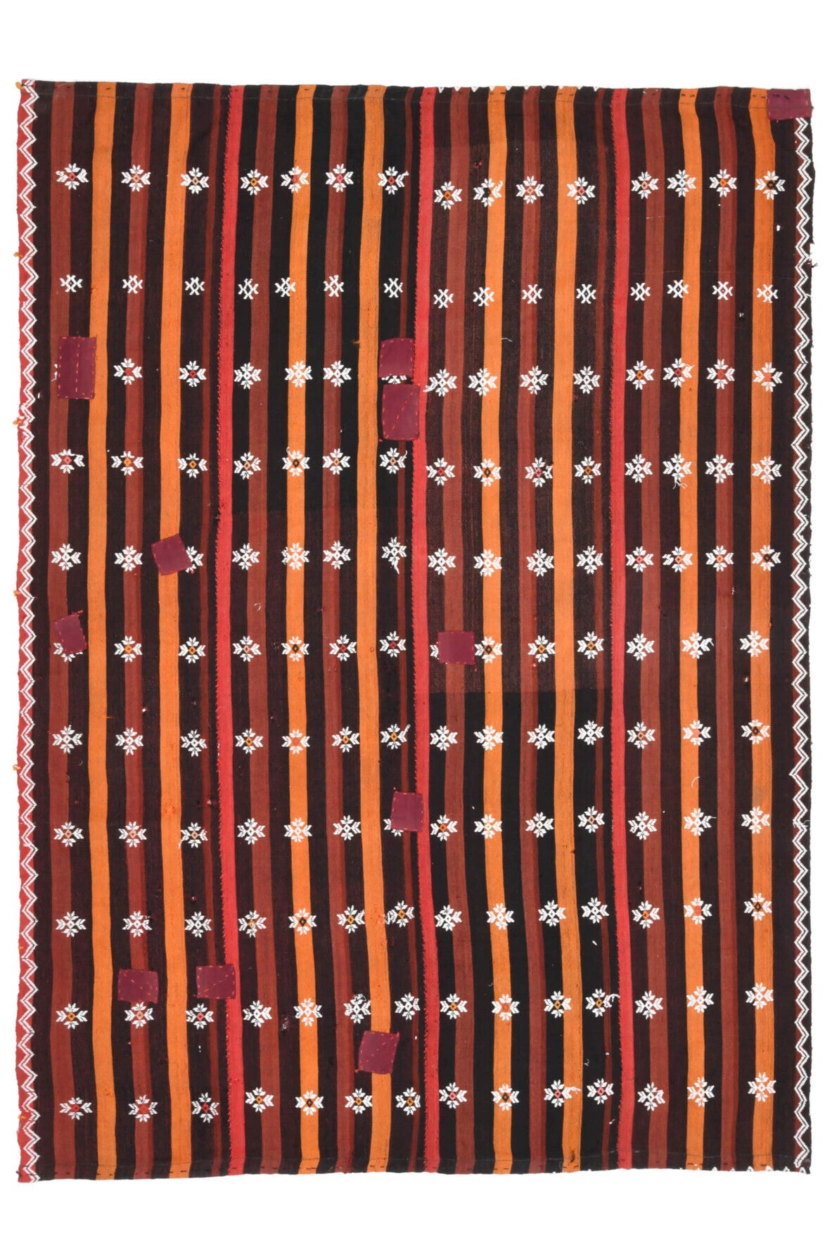 El yapımı vintage halı 168x239 cm i̇kat desenli yün - detay görünümü