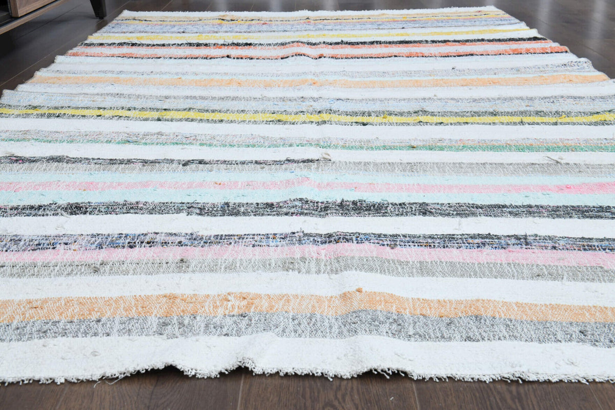 El yapımı vintage halı 157x262 cm oryantal desenli yün - yakın çekim doku detayı