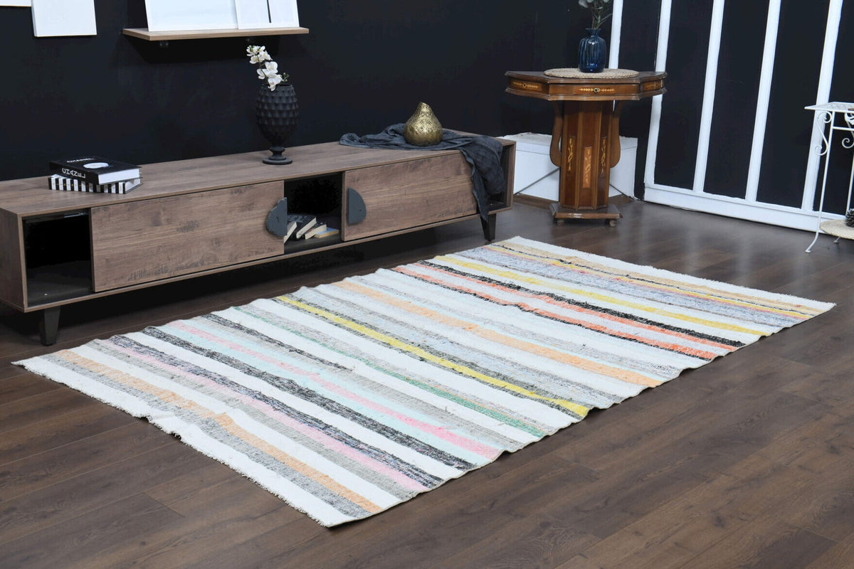 El yapımı vintage halı 157x262 cm oryantal desenli yün - üstten görünüm