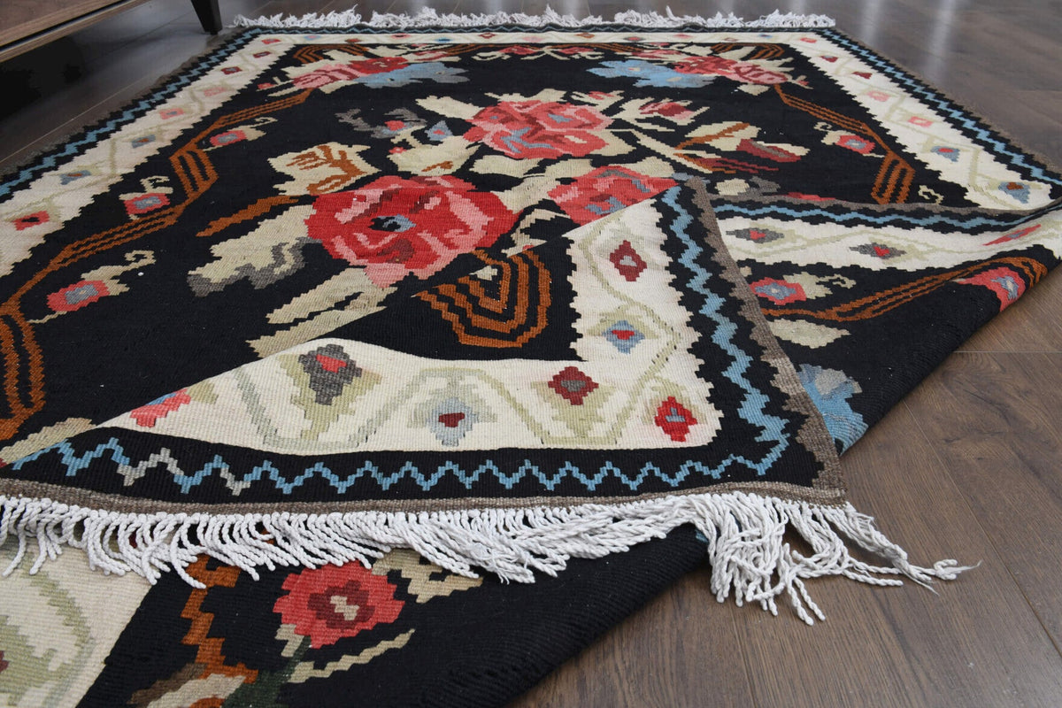 El yapımı vintage halı 155x239 cm oryantal desenli yün - mekan görünümü
