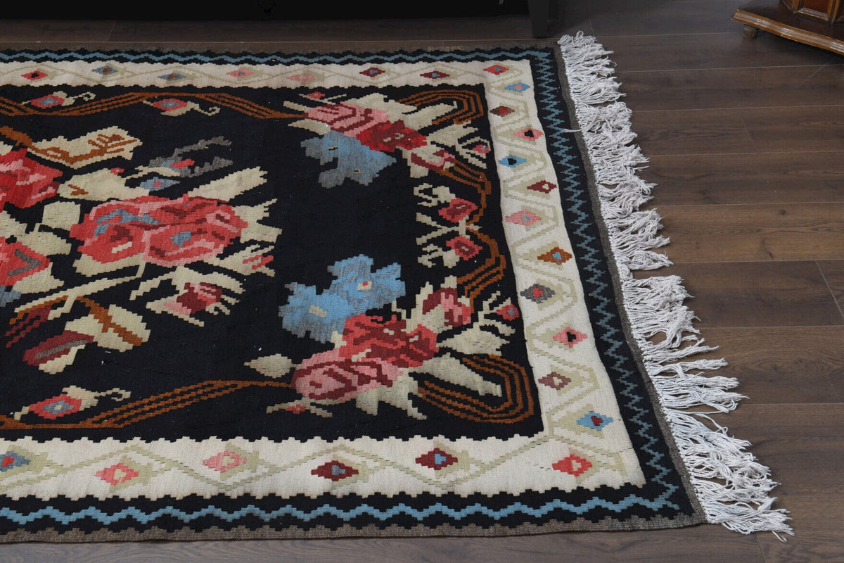 El yapımı vintage halı 155x239 cm oryantal desenli yün - farklı açıdan görünüm