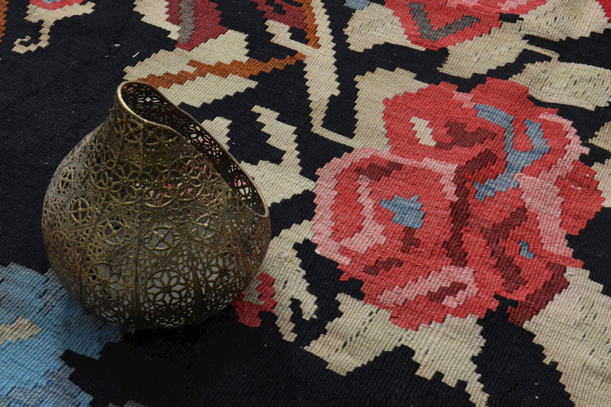 El yapımı vintage halı 155x239 cm oryantal desenli yün
