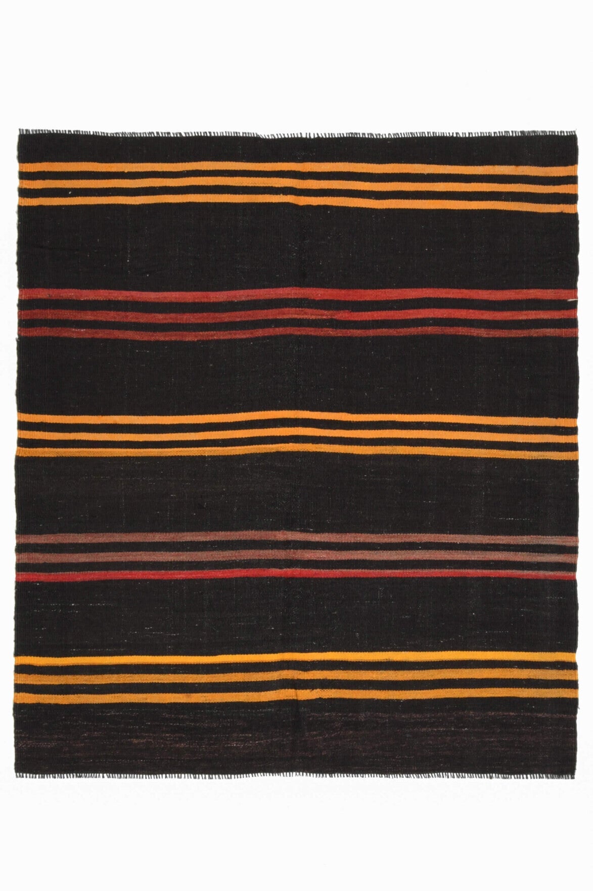 El yapımı vintage halı 127x147 cm oryantal desenli yün - detay görünümü