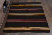 El yapımı vintage halı 127x147 cm oryantal desenli yün - detay görünümü