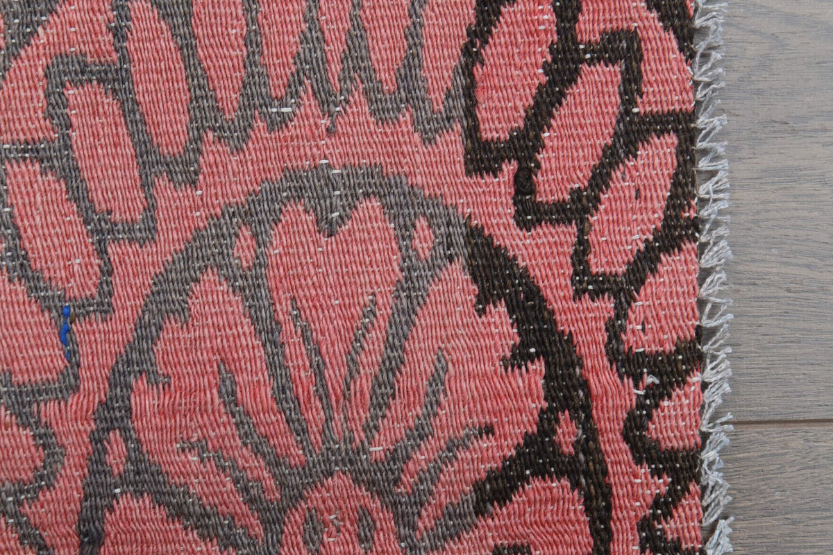 El yapımı vintage halı 178x201 cm oryantal desenli yün - kenar ve saçak detayı