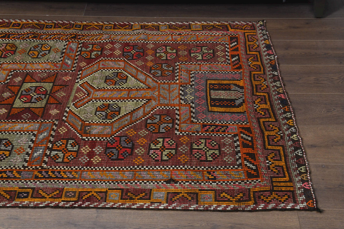 El yapımı vintage halı 109x170 cm oryantal desenli yün - farklı açıdan görünüm