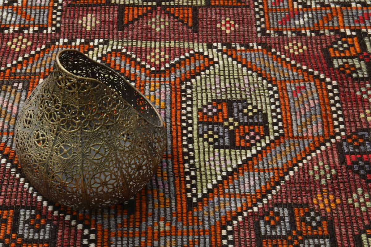 El yapımı vintage halı 109x170 cm oryantal desenli yün