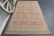 El yapımı vintage halı 147x244 cm oryantal desenli yün - detay görünümü