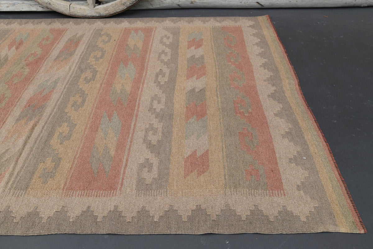 El yapımı vintage halı 147x244 cm oryantal desenli yün - üstten görünüm