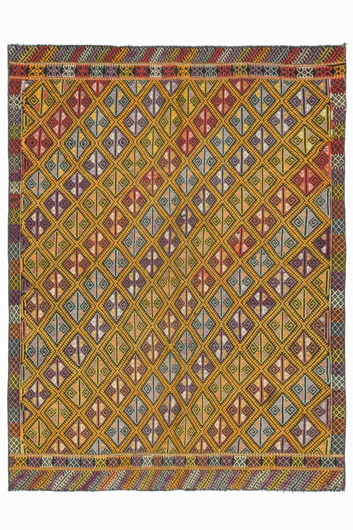 El yapımı vintage halı 163x213 cm oryantal desenli yün