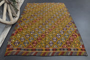 El yapımı vintage halı 163x213 cm oryantal desenli yün - detay görünümü