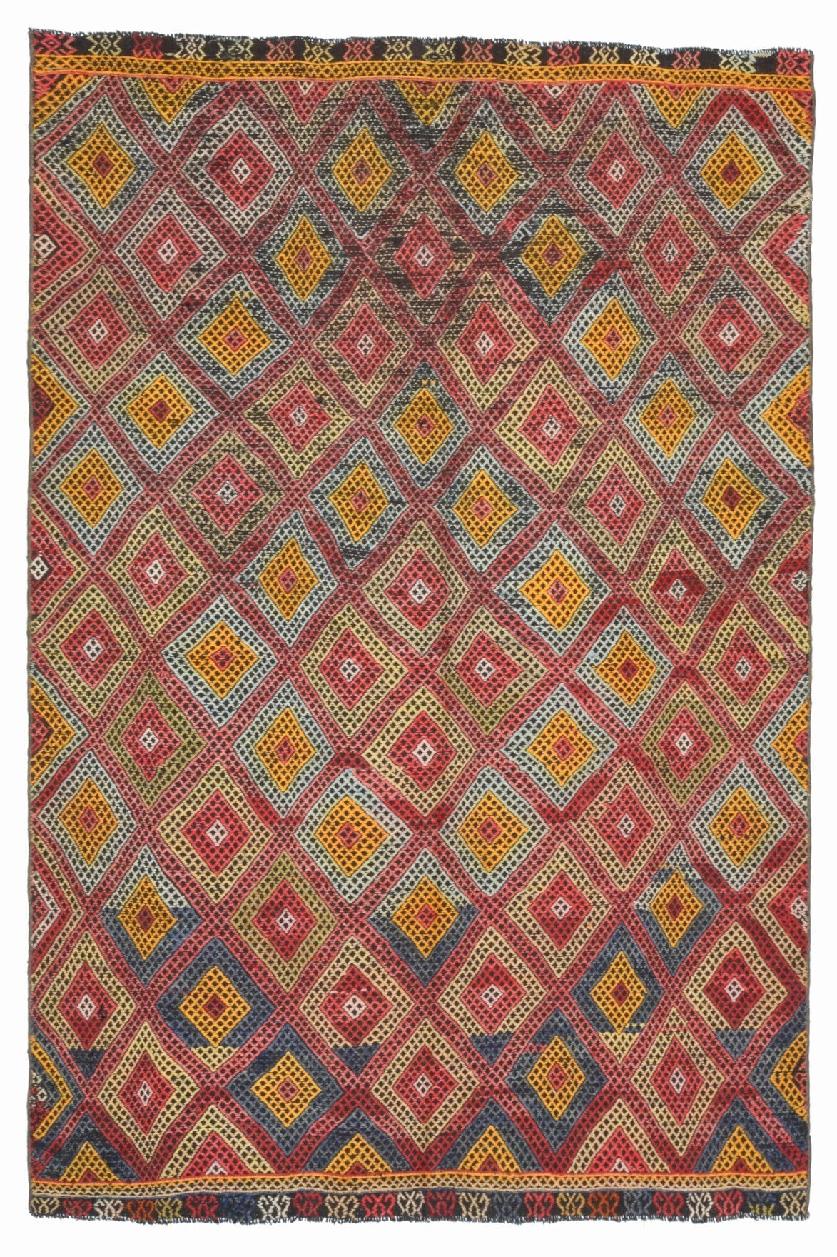 El yapımı vintage halı 150x229 cm oryantal desenli yün