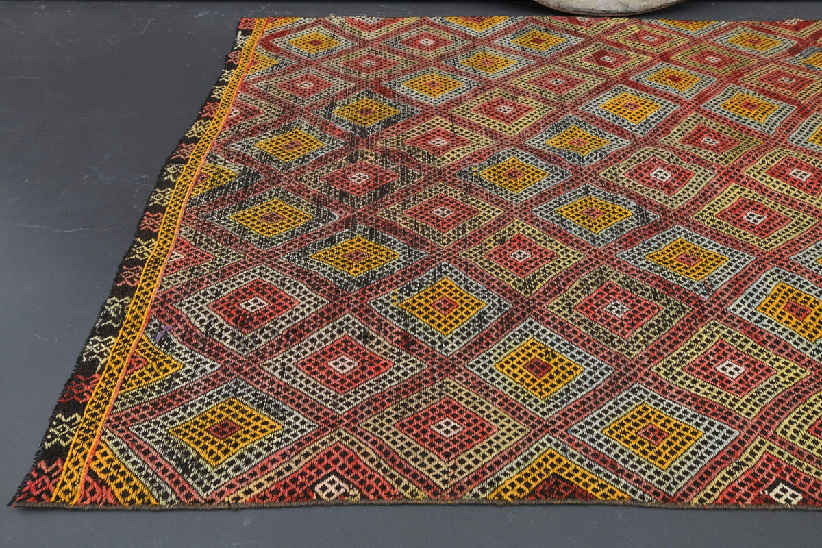 El yapımı vintage halı 150x229 cm oryantal desenli yün - desen detayı