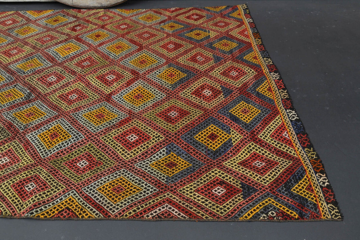 El yapımı vintage halı 150x229 cm oryantal desenli yün - üstten görünüm