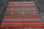 El yapımı vintage halı 122x147 cm oryantal desenli yün - detay görünümü