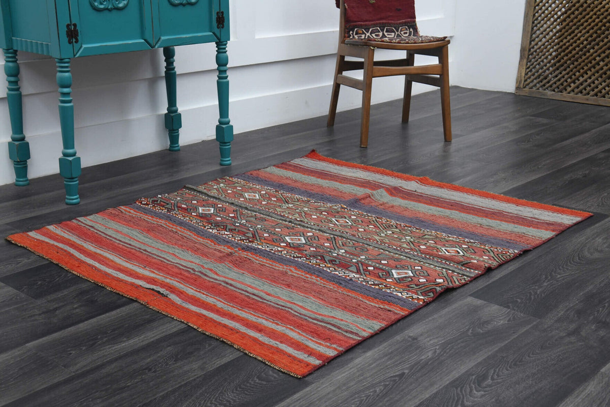 Handmade Vintage Kilim Area Rug