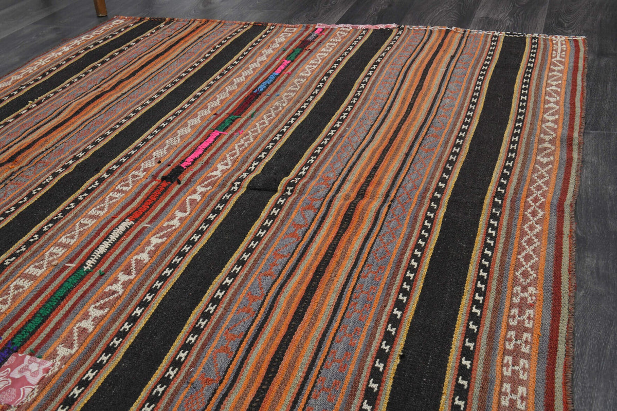 El yapımı vintage halı 150x193 cm oryantal desenli yün - desen detayı