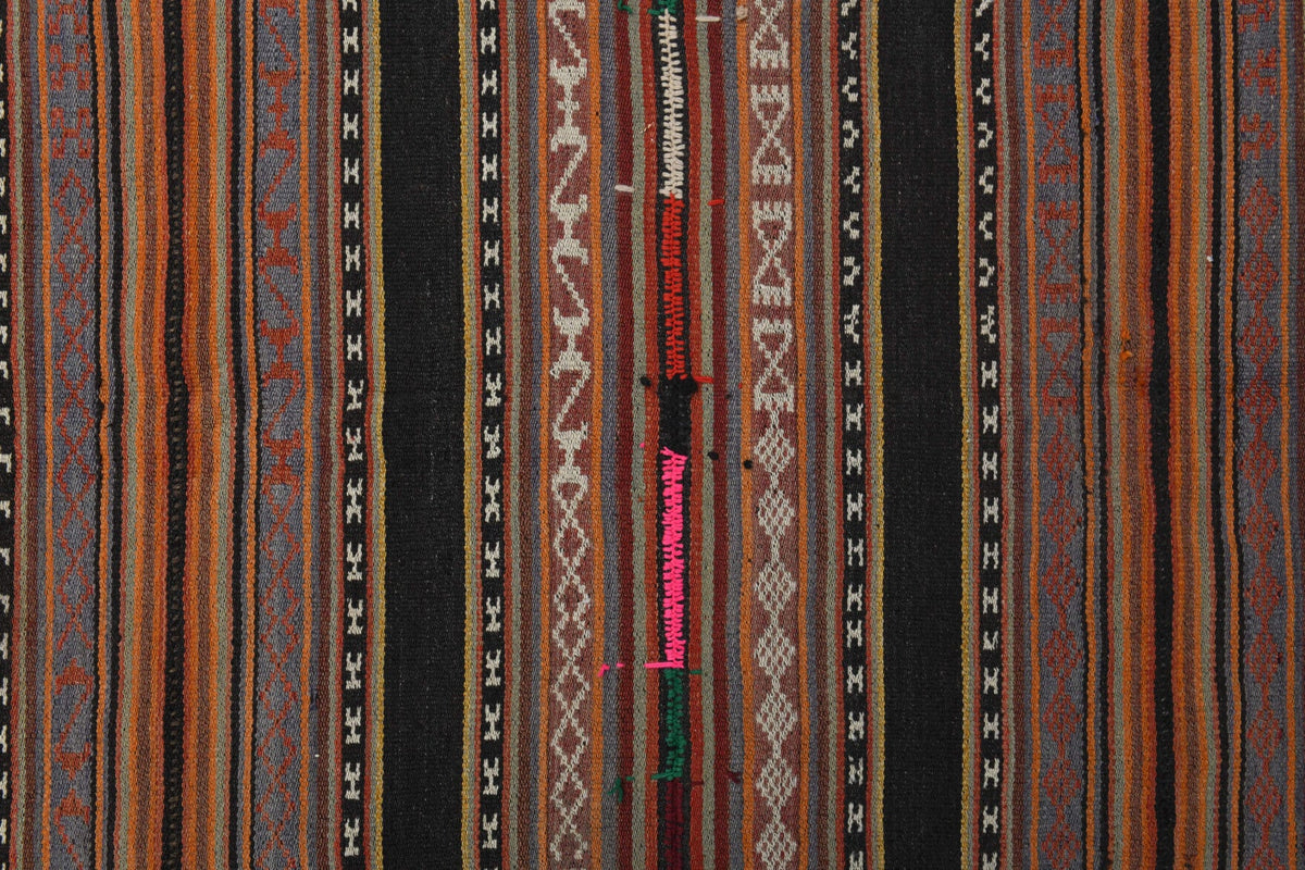 El yapımı vintage halı 150x193 cm oryantal desenli yün - üstten görünüm