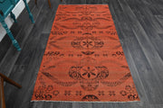 El yapımı vintage halı 117x218 cm oryantal desenli yün - detay görünümü