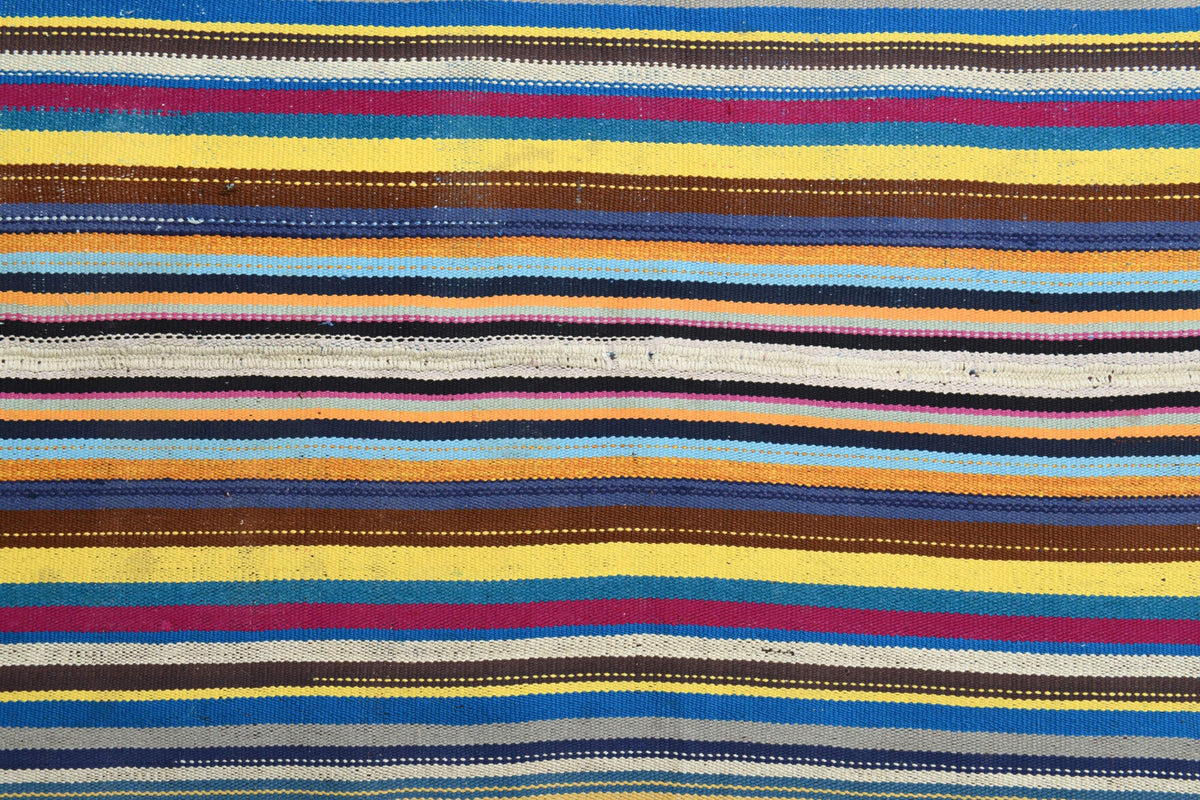 El yapımı vintage halı 157x259 cm çizgili desenli yün - mekan görünümü