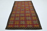 1960'lardan Anadolu kökenli ikat desenli el dokuma vintage kilim, 137x240 cm