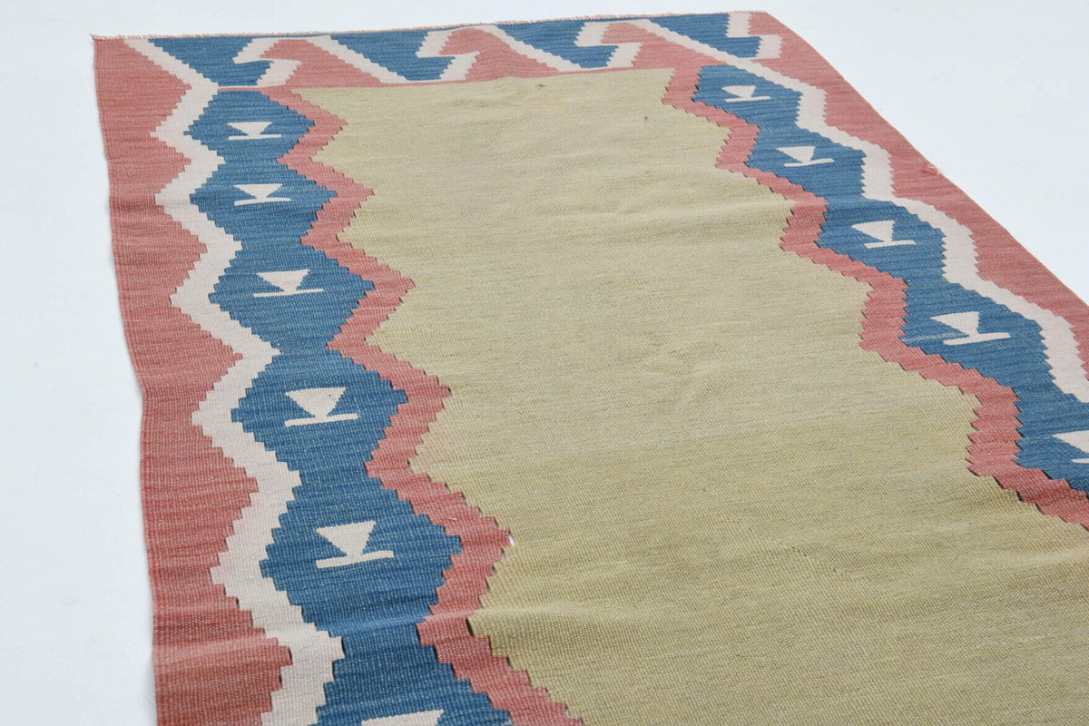El yapımı vintage yolluk 86x198 cm oryantal desenli yün - kenar ve saçak detayı