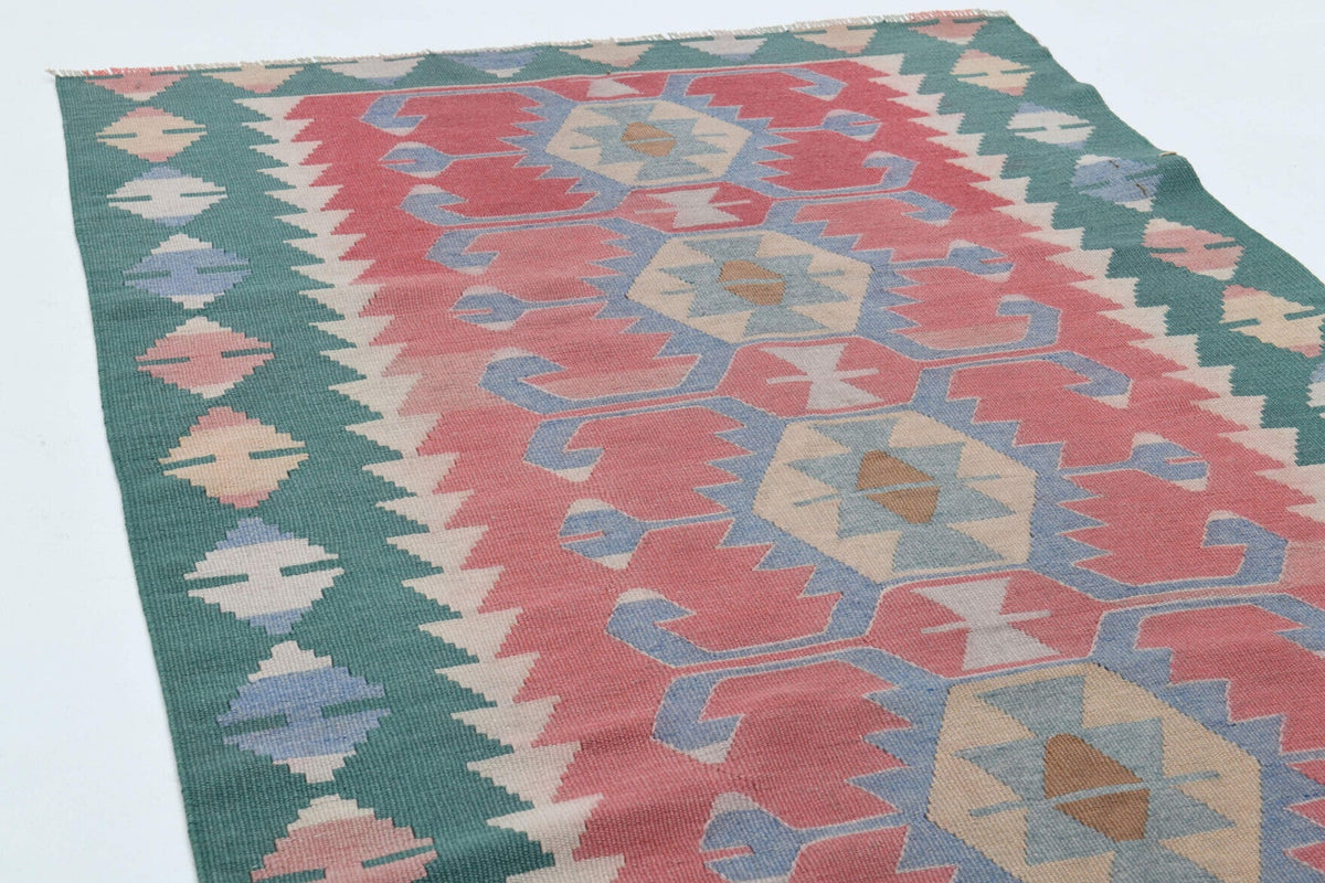 El yapımı vintage halı 89x180 cm geleneksel desenli yün - desen detayı