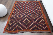 1960'lardan Anadolu kökenli geometrik desenli el dokuma vintage kilim, 161x214 cm