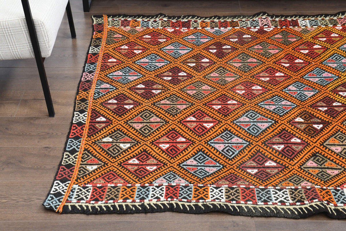 Handmade Vintage Area Kilim Rug
